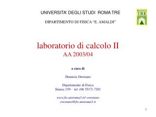 laboratorio di calcolo II AA 2003/04