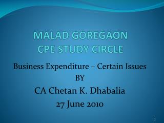 MALAD GOREGAON CPE STUDY CIRCLE