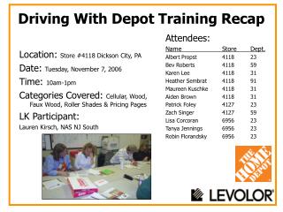 Driving With Depot Training Recap