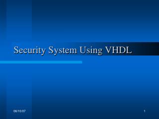 Security System Using VHDL