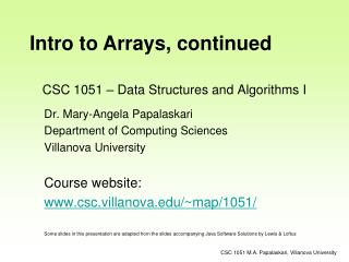 CSC 1051 – Data Structures and Algorithms I