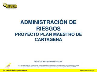 ADMINISTRACIÓN DE RIESGOS PROYECTO PLAN MAESTRO DE CARTAGENA