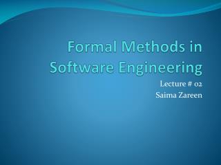 Formal Methods in Software Engineering