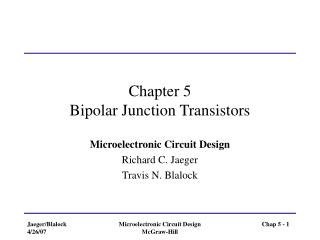 Chapter 5 Bipolar Junction Transistors