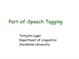 Part-of-Speech Tagging