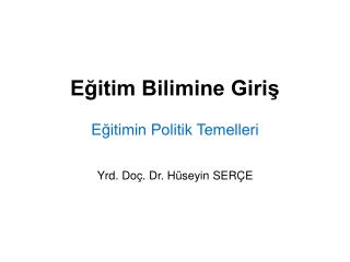 Eğitim Bilimine Giriş