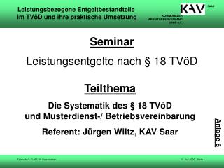 Seminar Leistungsentgelte nach § 18 TVöD