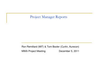 Project Manager Reports