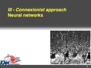 III - Connexionist approach Neural networks