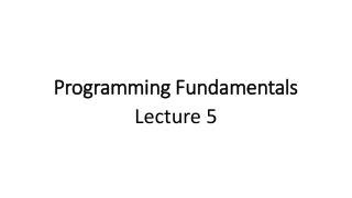 Programming Fundamentals