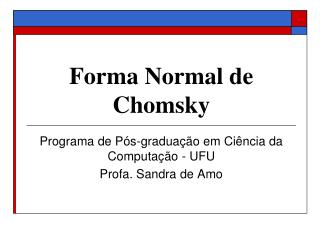Forma Normal de Chomsky