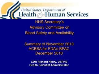 HHS Secretary’s Advisory Committee on Blood Safety and Availability