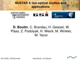 NUSTAR 4: Ion-optical studies and applications