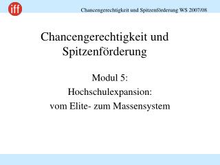 Chancengerechtigkeit und Spitzenförderung