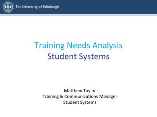 Training Needs Analysis Student Systems