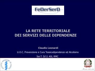 Reparto Farmacodipendenza, Tossicodipendenza e Doping Dipartimento del farmaco