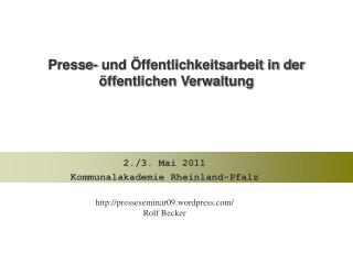 Presse- und Öffentlichkeitsarbeit in der öffentlichen Verwaltung