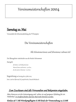 Vereinsmeisterschaften 2004