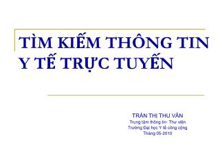 TÌM KIẾM THÔNG TIN Y TẾ TRỰC TUYẾN