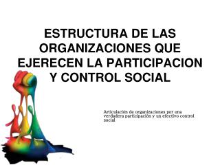 ESTRUCTURA DE LAS ORGANIZACIONES QUE EJERECEN LA PARTICIPACION Y CONTROL SOCIAL