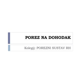 POREZ NA DOHODAK