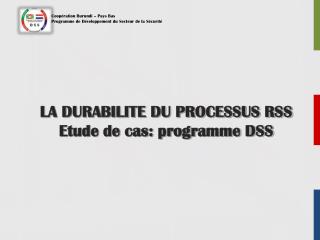 LA DURABILITE DU PROCESSUS RSS Etude de cas: programme DSS