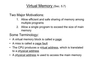 Virtual Memory (Sec. 5.7)