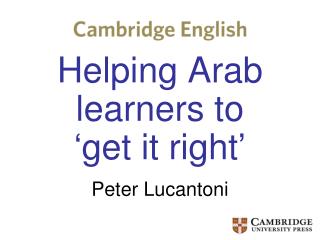 Helping Arab learners to ‘get it right’