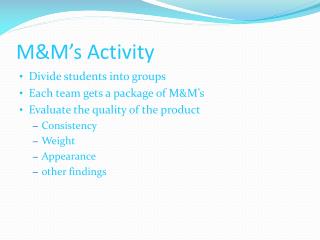 M&amp;M’s Activity