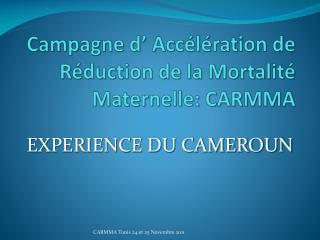 Campagne d’ Accélération de Réduction de la Mortalité Maternelle: CARMMA