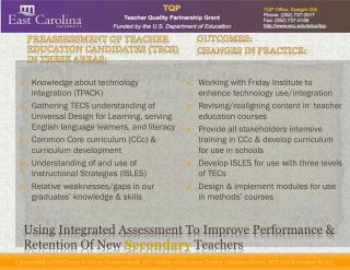 Using Integrated Assessment To Improve Performance &amp; Retention Of New Secondary Teachers