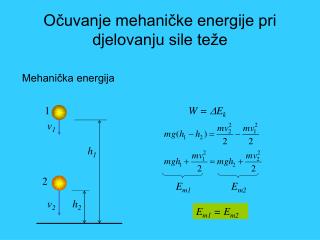 Očuvanje mehaničke energije pri djelovanju sile teže