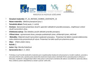 Označení materiálu: VY_32_INOVACE_RUBMO_CESKYJAZYK_13