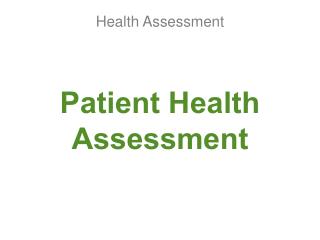 Patient Health Assessment