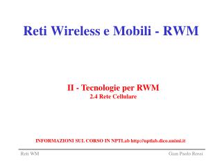 Reti Wireless e Mobili - RWM