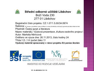 Střední odborné učiliště Liběchov Boží Voda 230 277 01 Liběchov