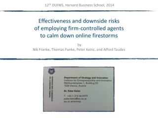12 th OUIWS, Harvard Business School, 2014