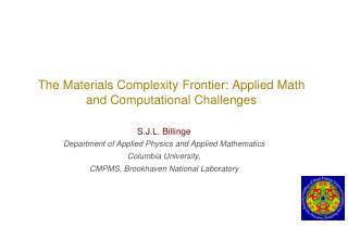 The Materials Complexity Frontier: Applied Math and Computational Challenges