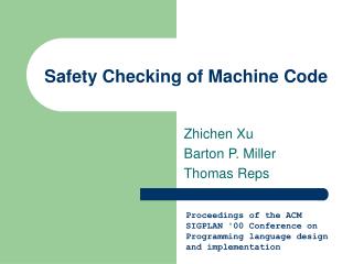 Safety Checking of Machine Code