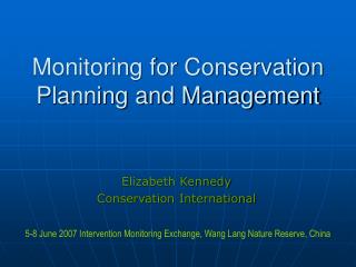 Monitoring for Conservation Planning and Management