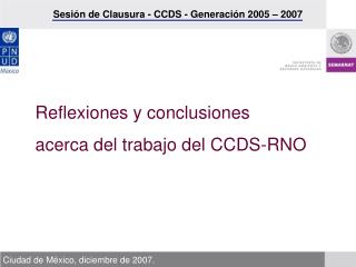 Reflexiones y conclusiones acerca del trabajo del CCDS-RNO