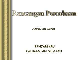 Rancangan Percobaan