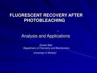 FLUORESCENT RECOVERY AFTER PHOTOBLEACHING