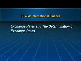 BF 464: Internatıonal Finance