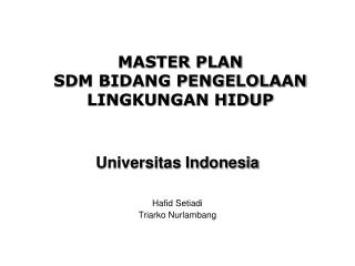 MASTER PLAN SDM BIDANG PENGELOLAAN LINGKUNGAN HIDUP