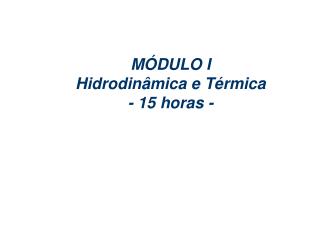 MÓDULO I Hidrodinâmica e Térmica - 15 horas -