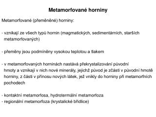 Metamorfované horniny