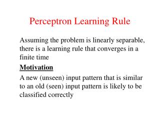 Perceptron Learning Rule