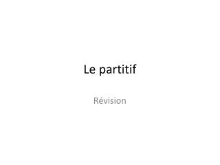 Le partitif