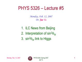 PHYS 5326 – Lecture #5